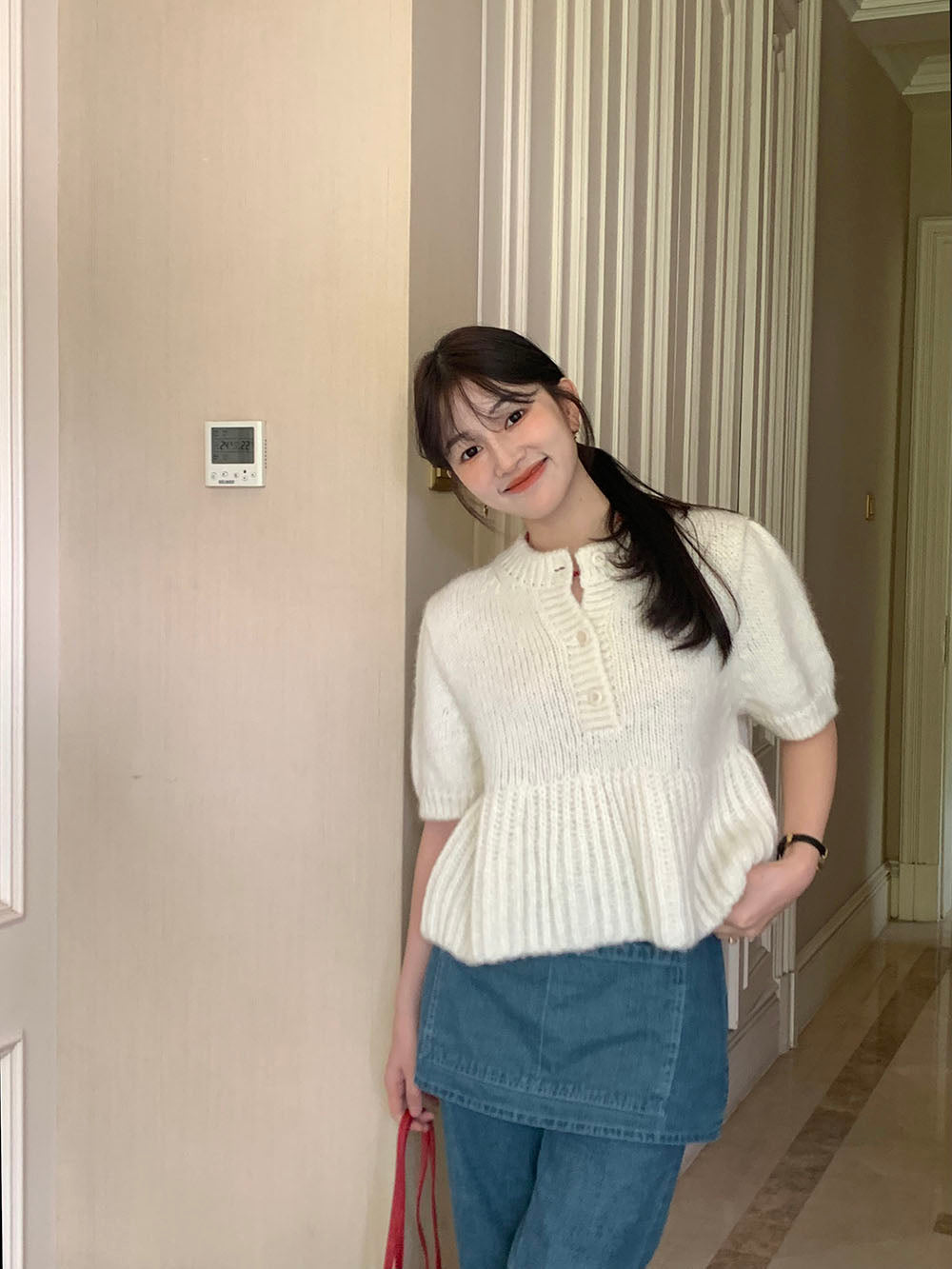 【tops】パフスリーブニットセーターG23115