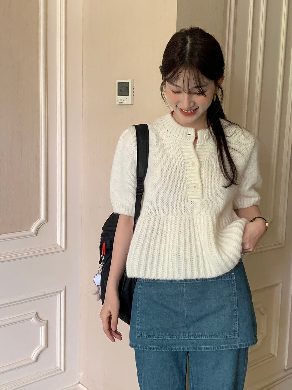 【tops】パフスリーブニットセーターG23115