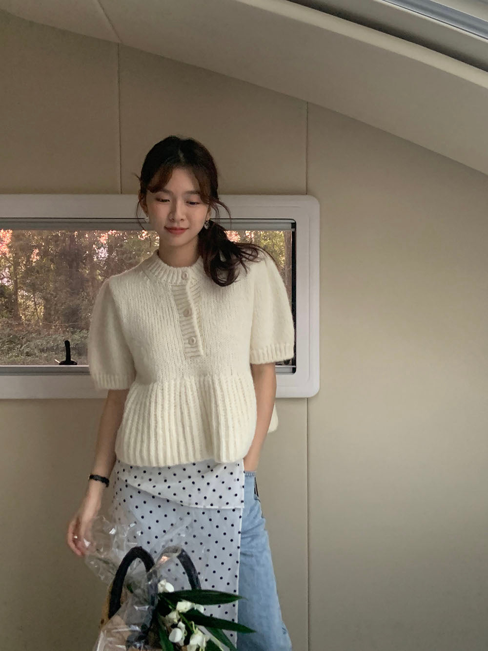 【tops】パフスリーブニットセーターG23115