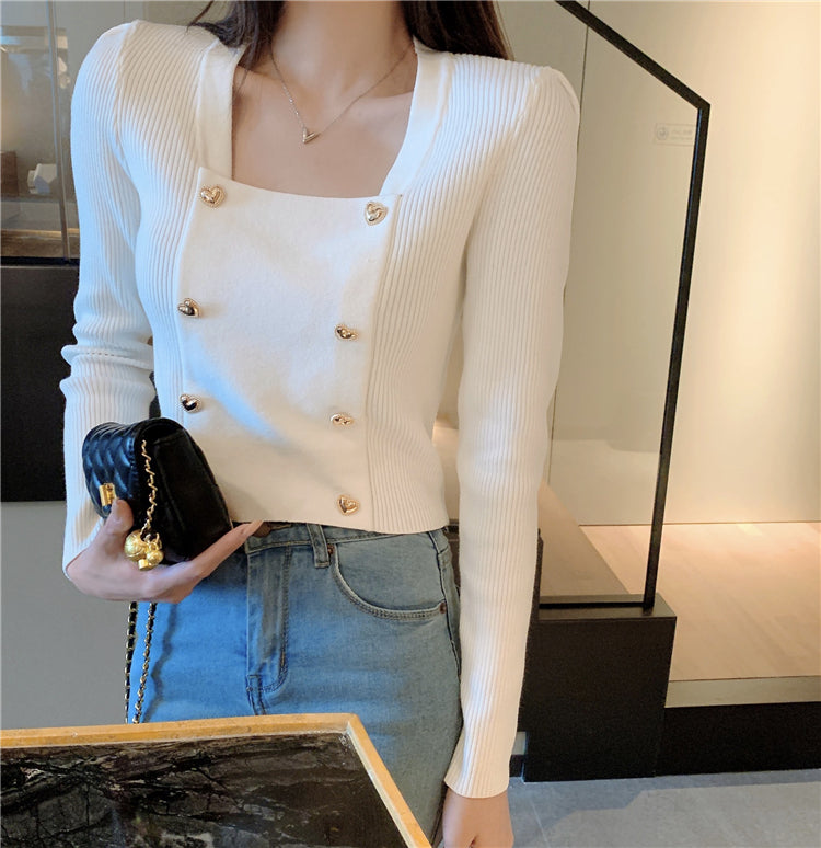 【tops】薄手スクエアネックニットセーターG23118