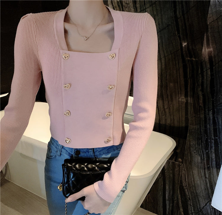 【tops】薄手スクエアネックニットセーターG23118