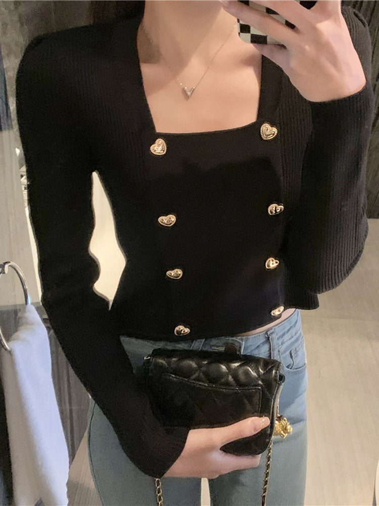 【tops】薄手スクエアネックニットセーターG23118