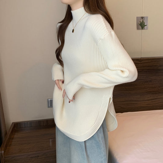 【tops】スリット長袖ニットセーターG23125