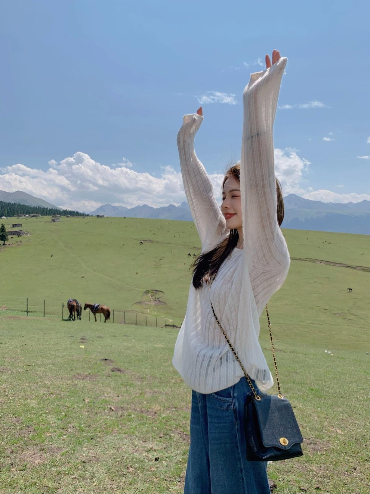 【tops】ラウンドネック長袖ニットセーターG23129