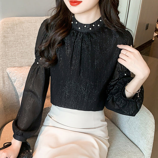 【tops】スタンドネックシフォンブラウスG23138