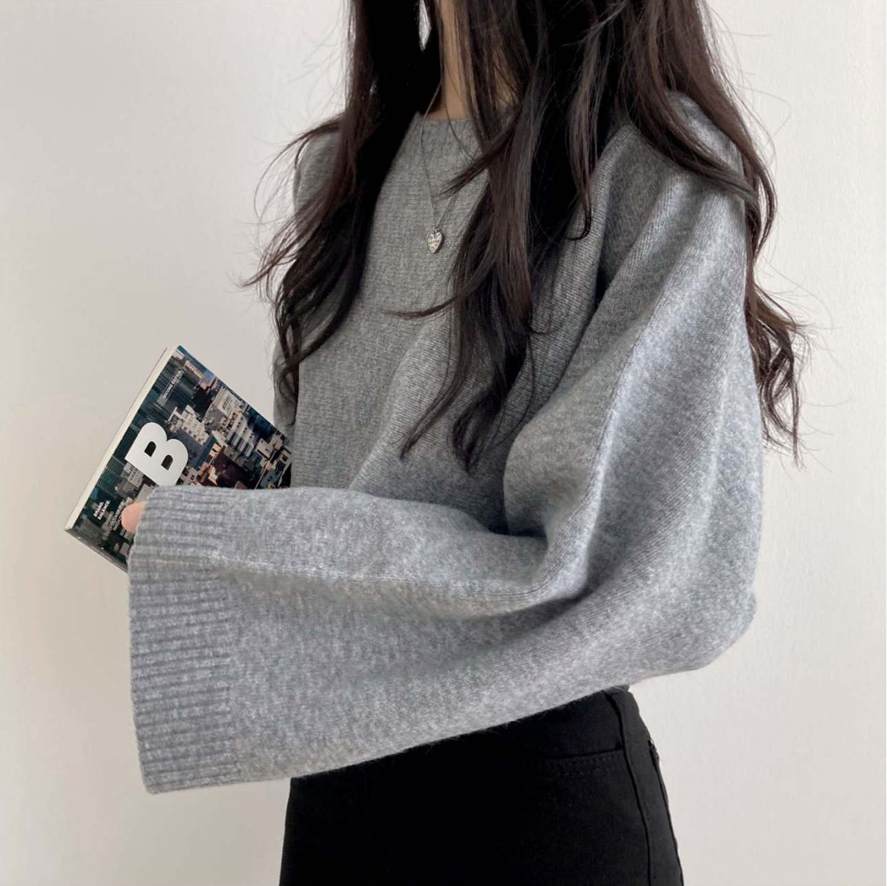 【tops】無地長袖ニットセーターG23146