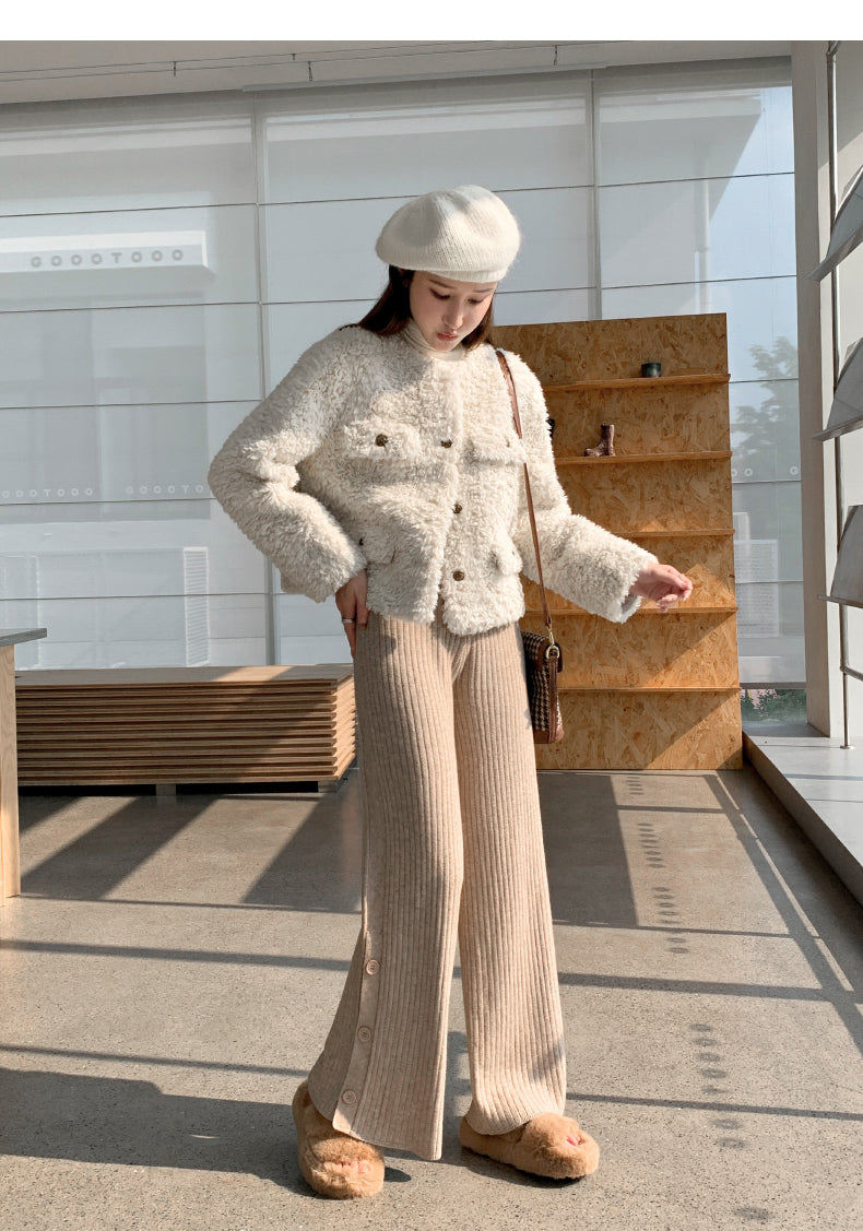 【bottoms】スリットニットガウチョパンツG23150