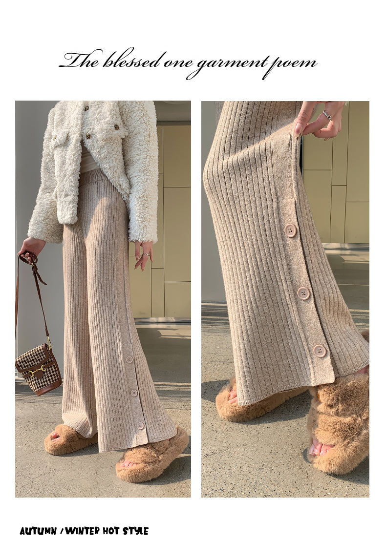 【bottoms】スリットニットガウチョパンツG23150