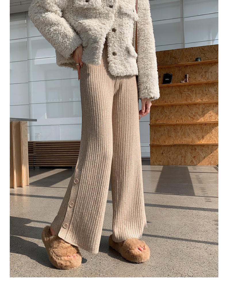 【bottoms】スリットニットガウチョパンツG23150