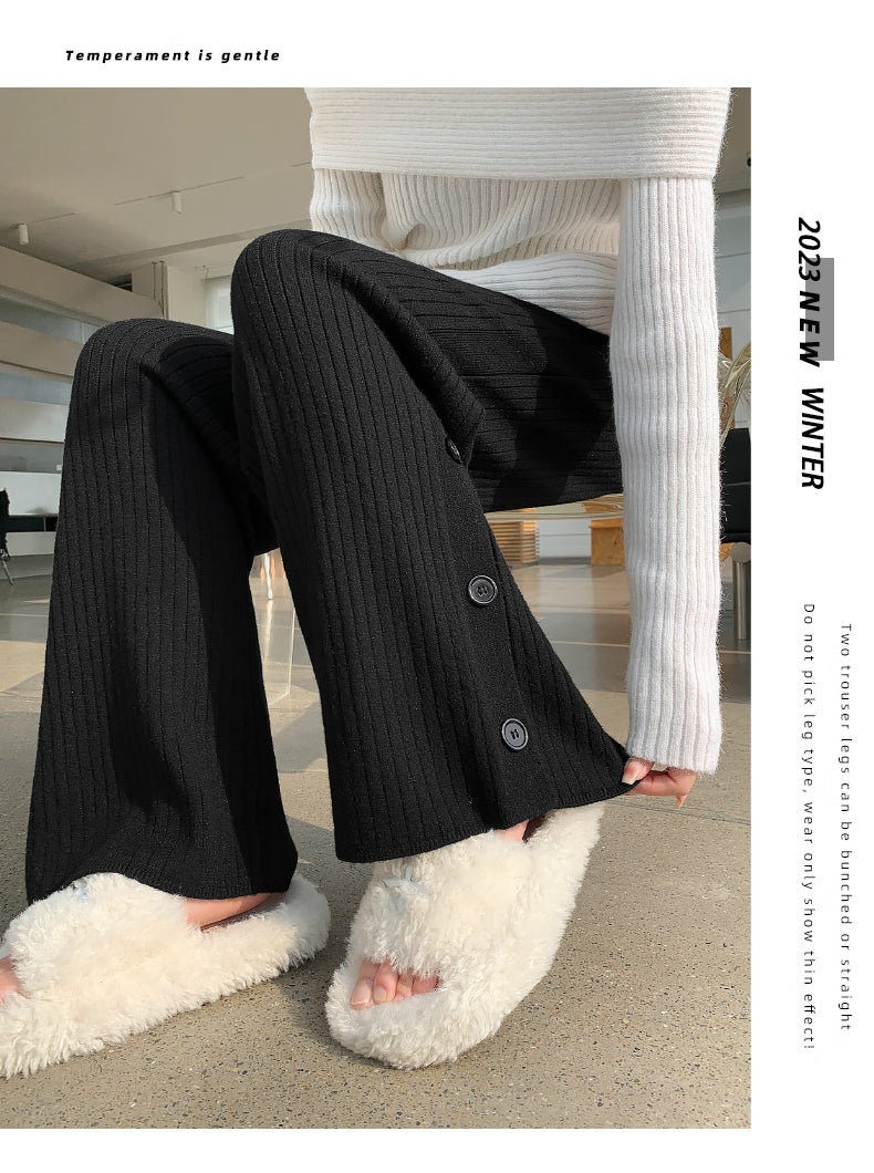 【bottoms】スリットニットガウチョパンツG23150