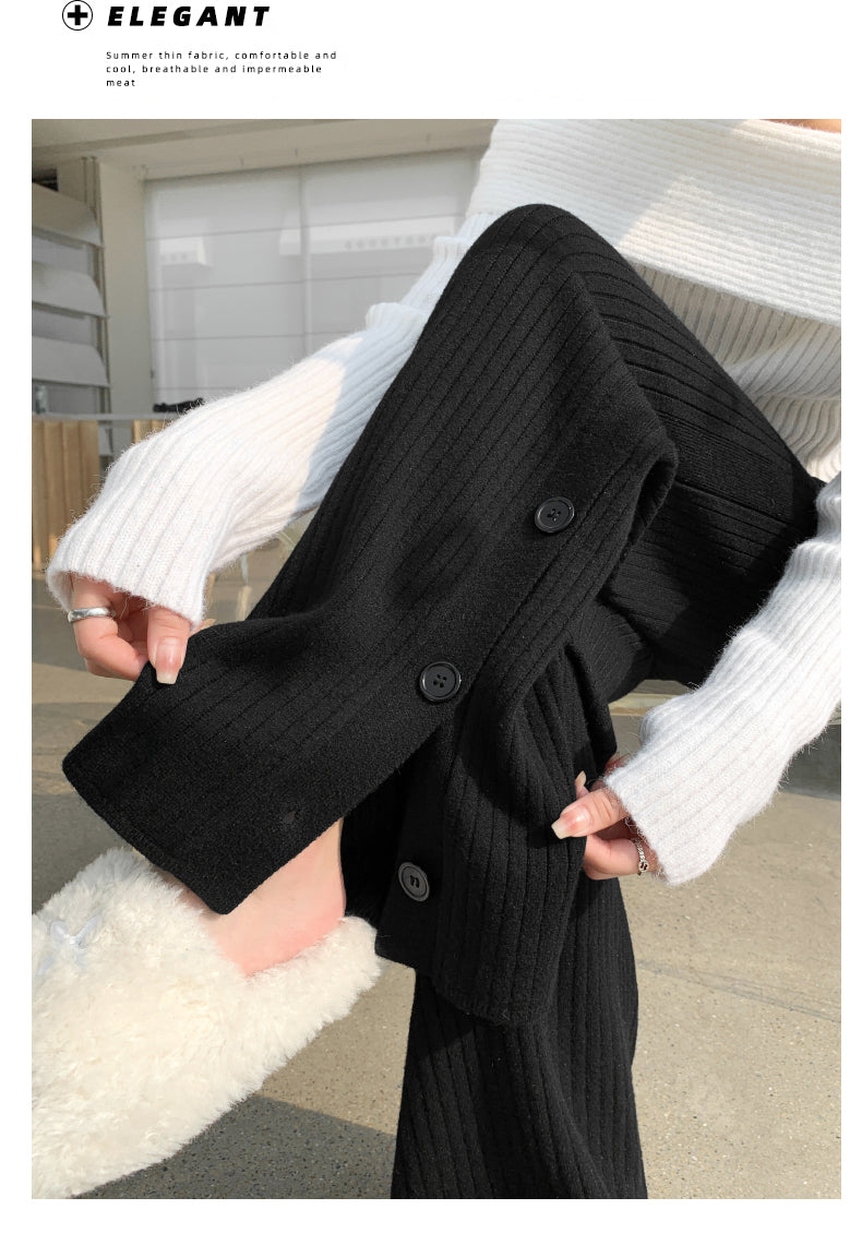 【bottoms】スリットニットガウチョパンツG23150