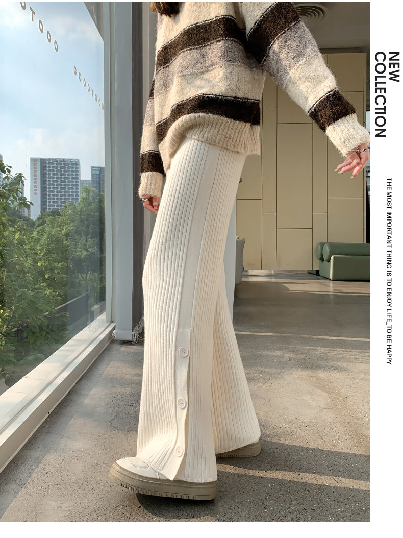 【bottoms】スリットニットガウチョパンツG23150