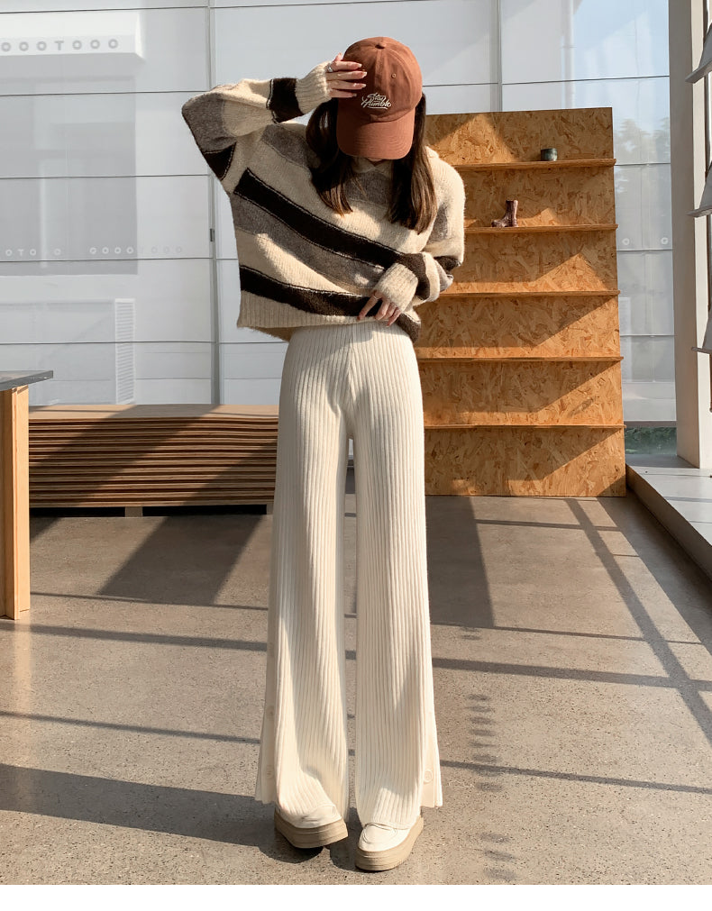 【bottoms】スリットニットガウチョパンツG23150