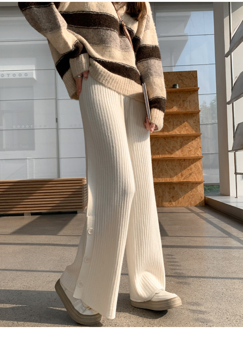 【bottoms】スリットニットガウチョパンツG23150