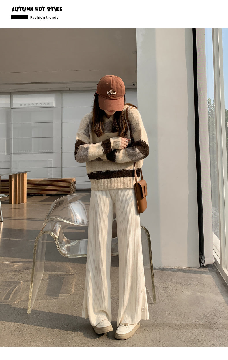 【bottoms】スリットニットガウチョパンツG23150