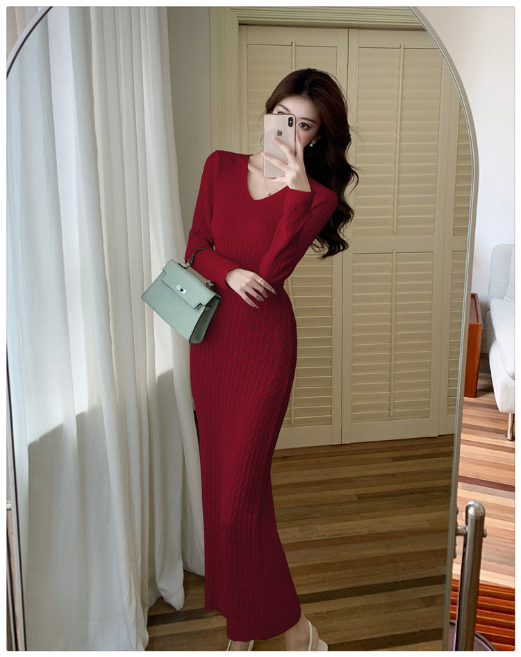 【dress】VネックニットワンピースG23162