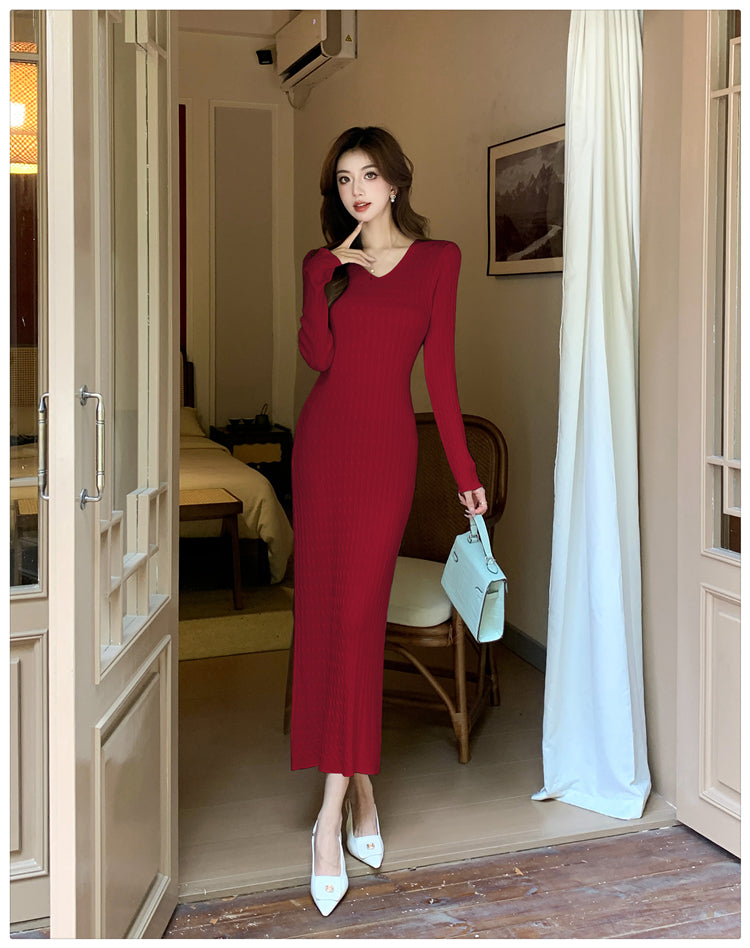 【dress】VネックニットワンピースG23162