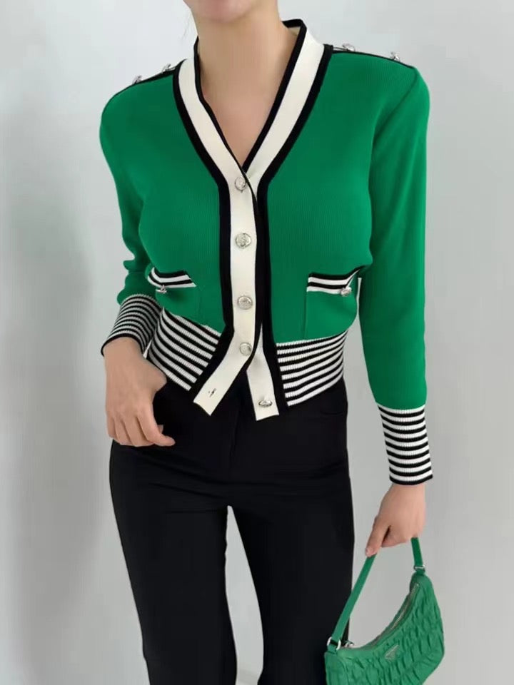 【outer】Vネック長袖ニットカーディガンG23168