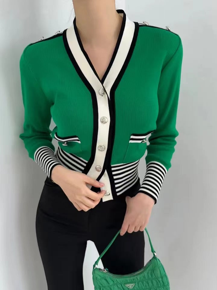 【outer】Vネック長袖ニットカーディガンG23168