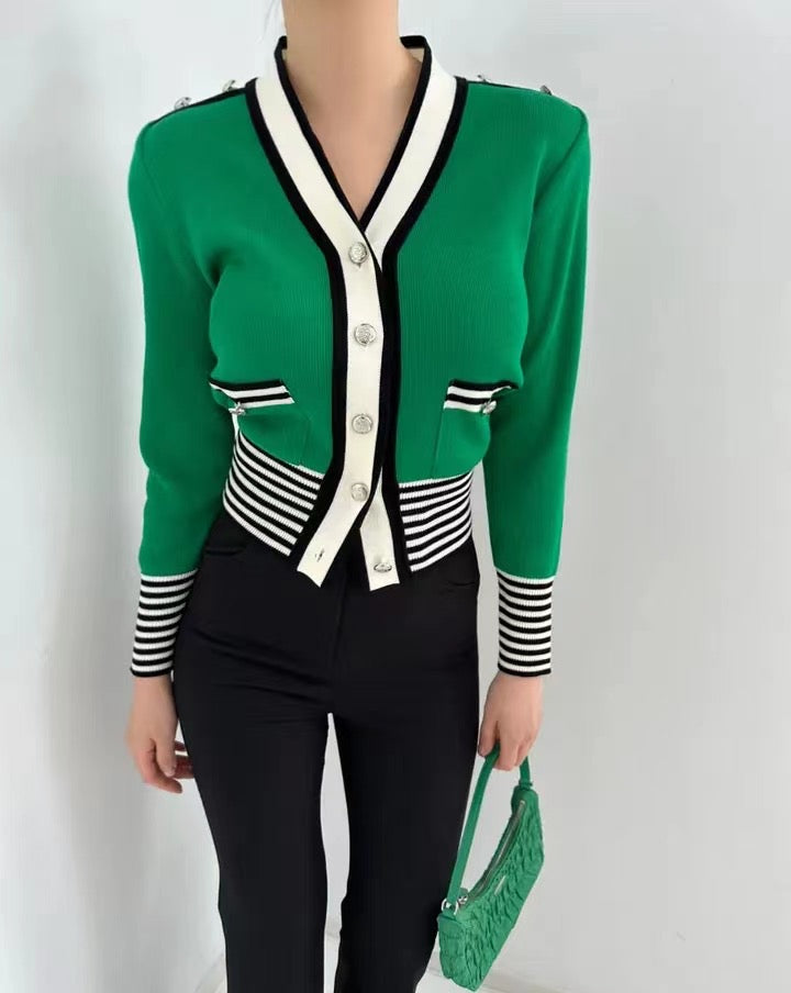 【outer】Vネック長袖ニットカーディガンG23168