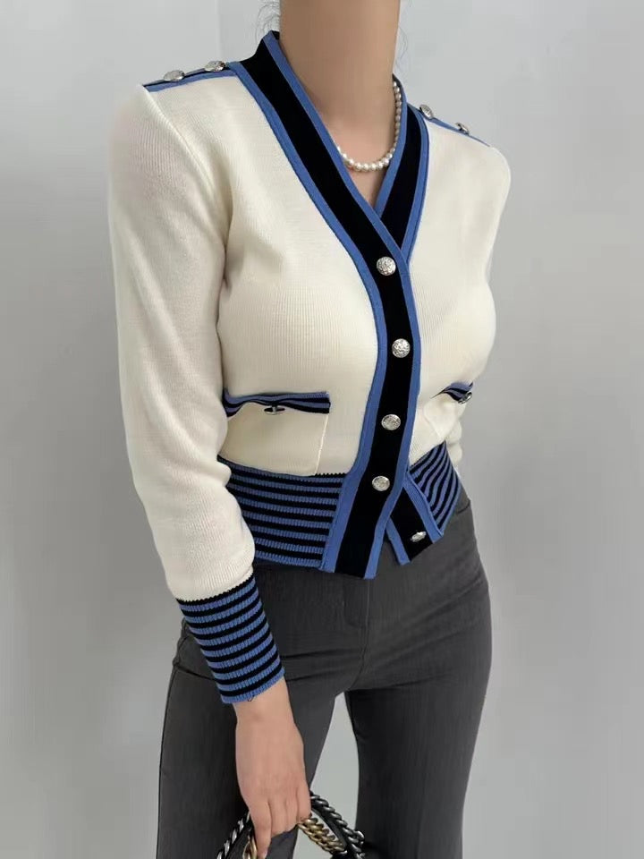 【outer】Vネック長袖ニットカーディガンG23168