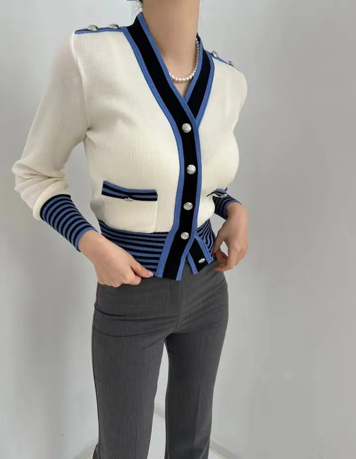 【outer】Vネック長袖ニットカーディガンG23168