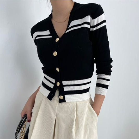 【outer】Vネック長袖ニットカーディガンG23170