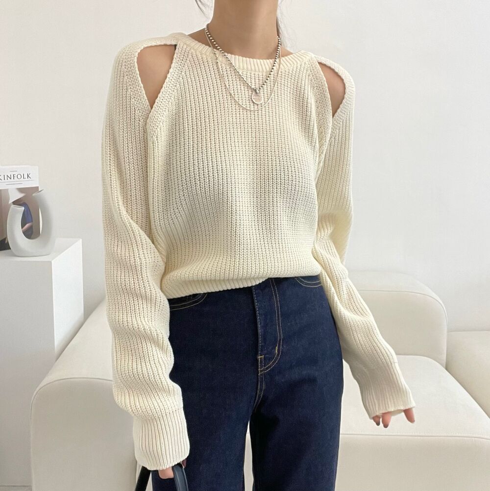 【tops】オープンショルダーニットセーターG23172