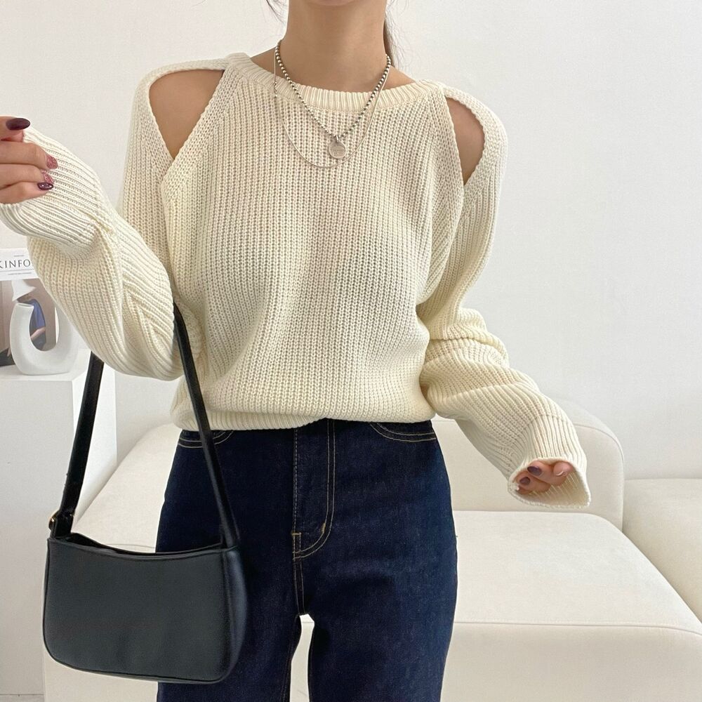 【tops】オープンショルダーニットセーターG23172