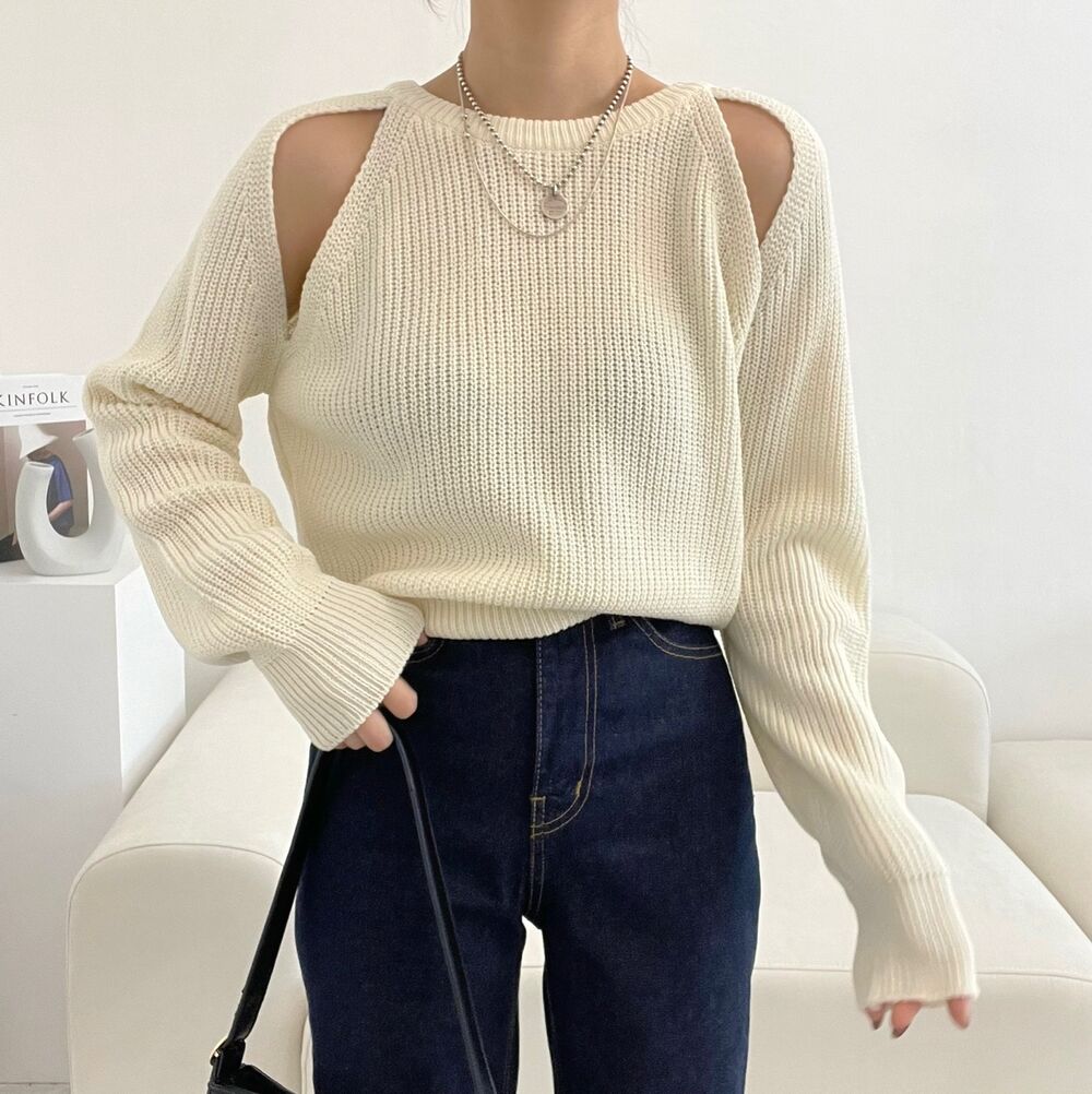 【tops】オープンショルダーニットセーターG23172