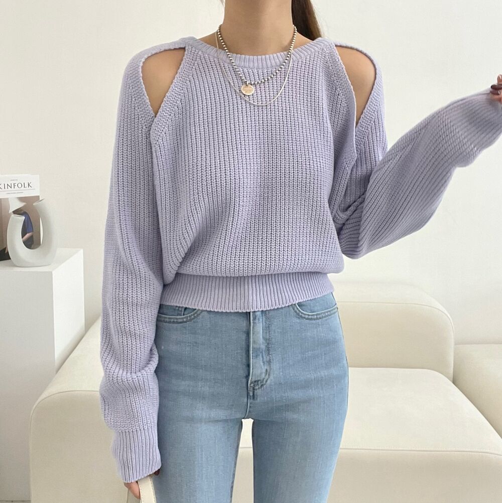 【tops】オープンショルダーニットセーターG23172