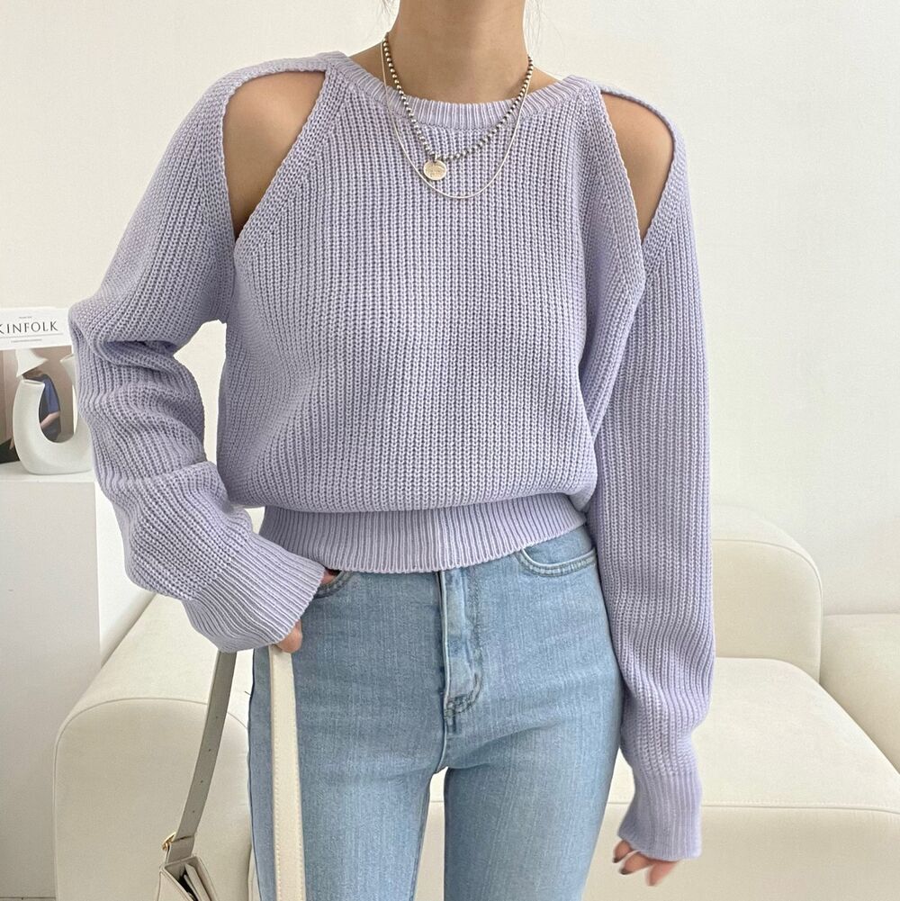 【tops】オープンショルダーニットセーターG23172