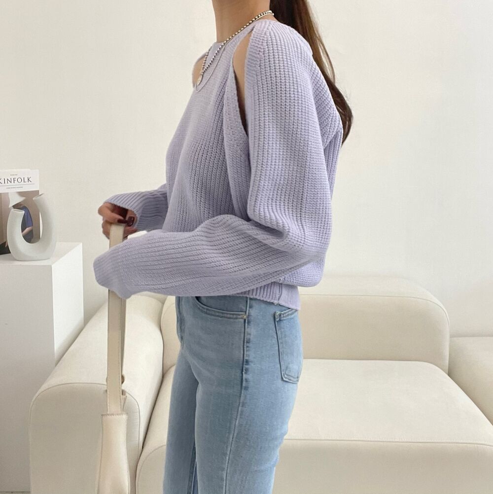 【tops】オープンショルダーニットセーターG23172