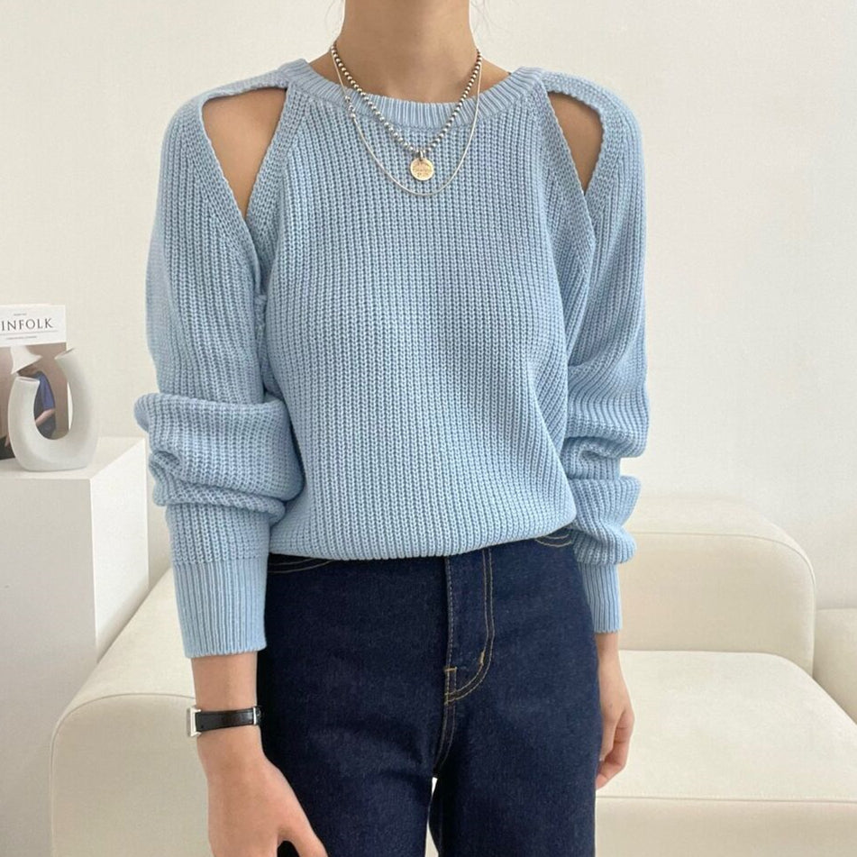 【tops】オープンショルダーニットセーターG23172