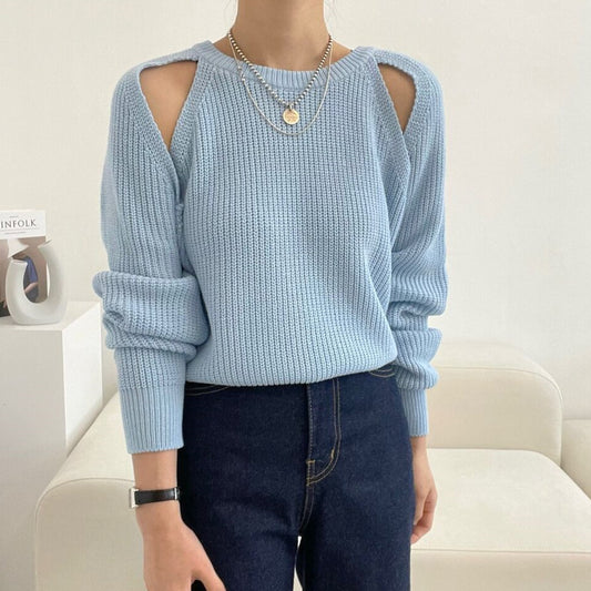 【tops】オープンショルダーニットセーターG23172