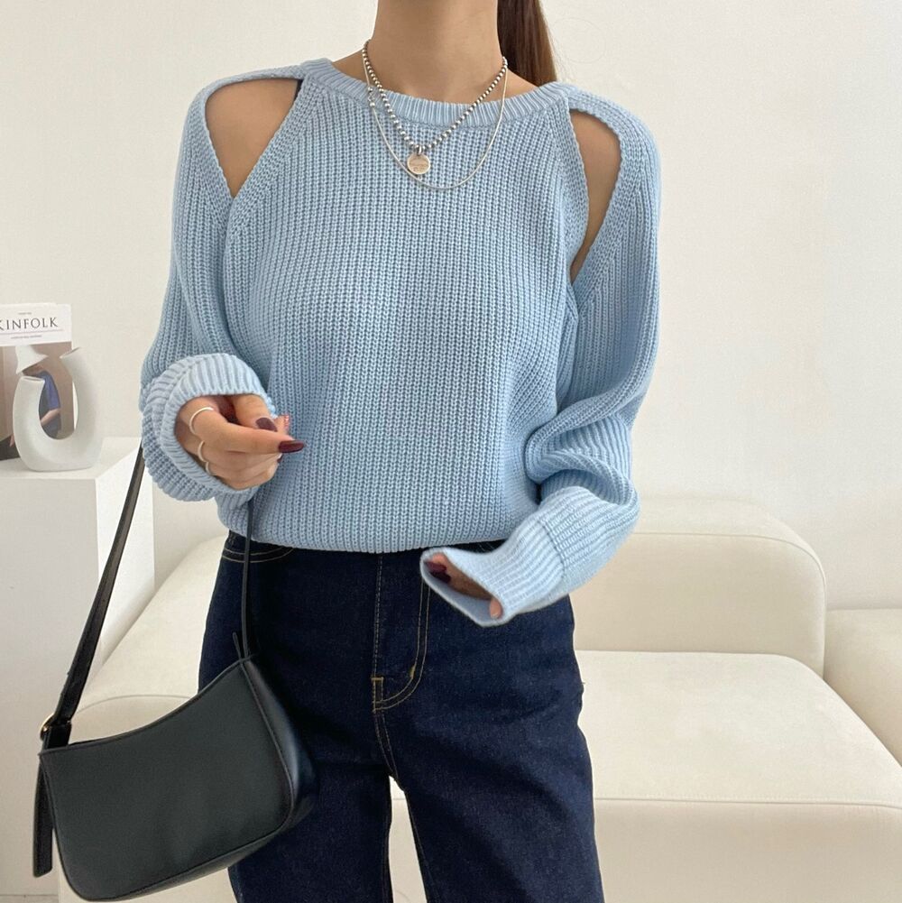 【tops】オープンショルダーニットセーターG23172