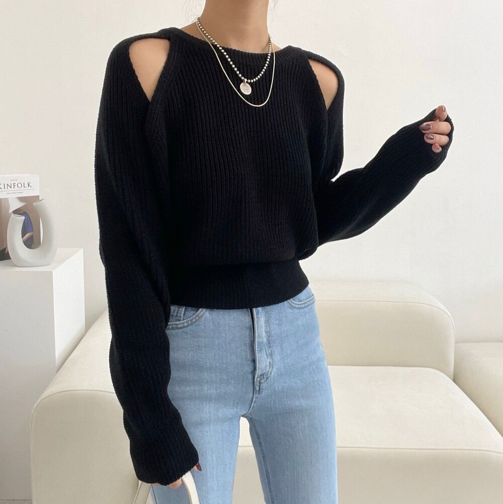 【tops】オープンショルダーニットセーターG23172