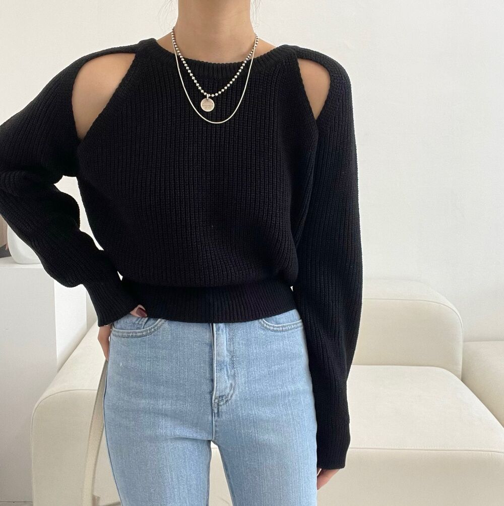 【tops】オープンショルダーニットセーターG23172