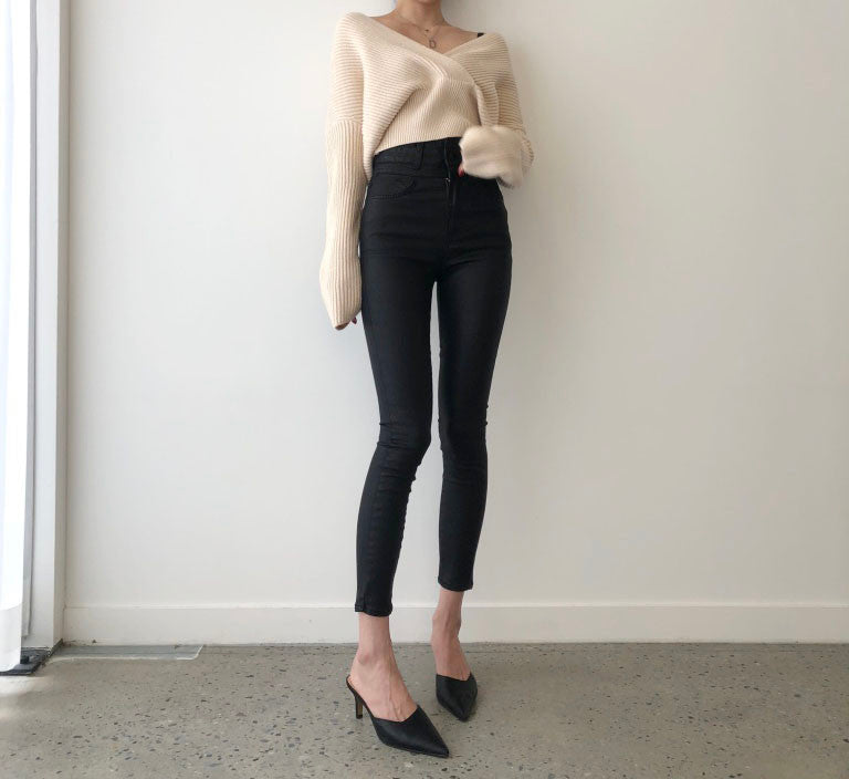 【tops】Vネック長袖ニットセーターG23175