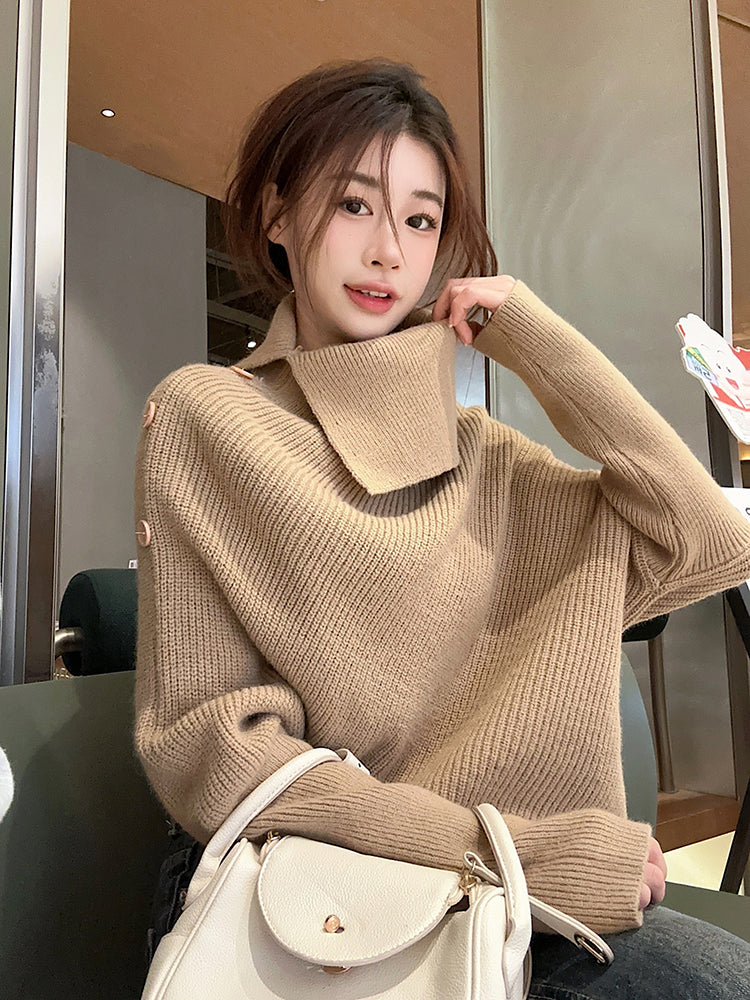 【tops】ハイネック長袖ニットセーターG23181