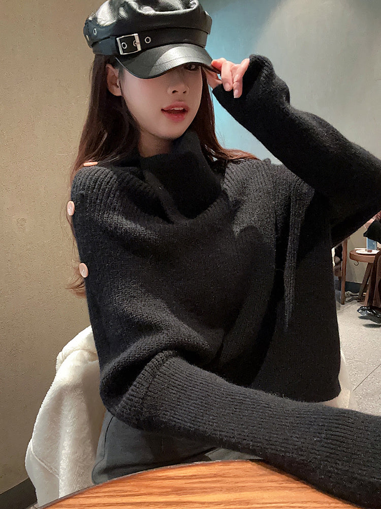 【tops】ハイネック長袖ニットセーターG23181