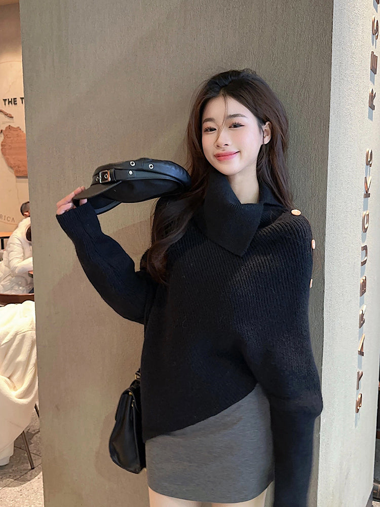 【tops】ハイネック長袖ニットセーターG23181