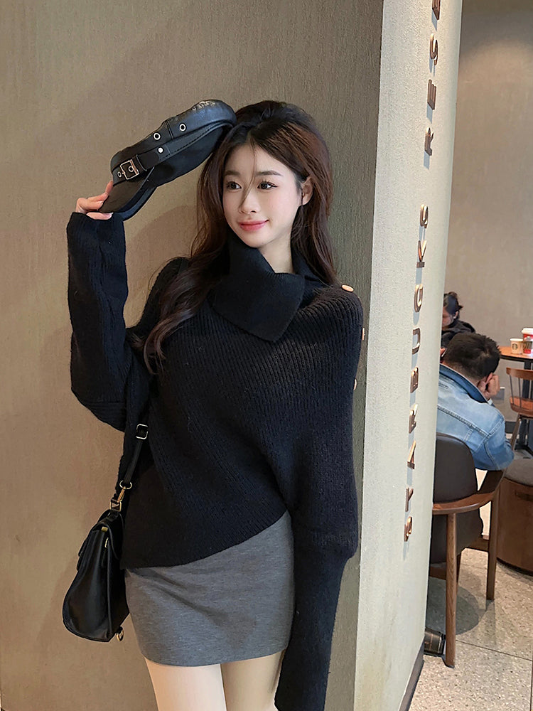 【tops】ハイネック長袖ニットセーターG23181