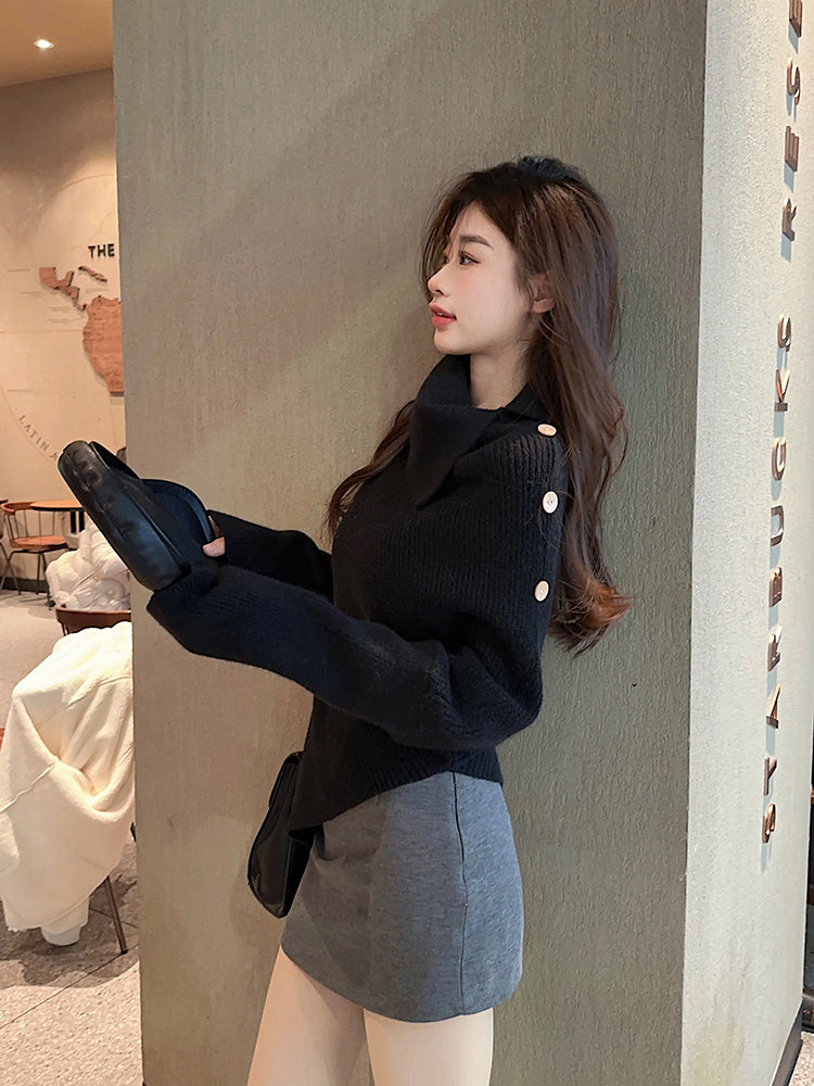 【tops】ハイネック長袖ニットセーターG23181