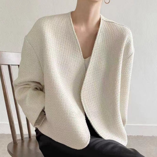 【outer】Vネック長袖ツイードアウターG23183