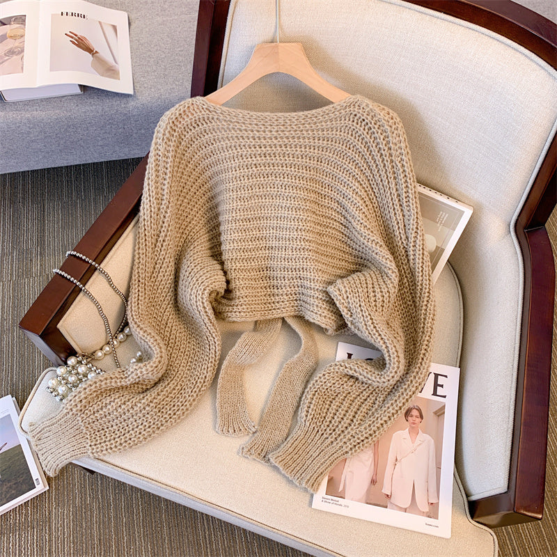 【tops】リボン長袖ニットセーターG23230