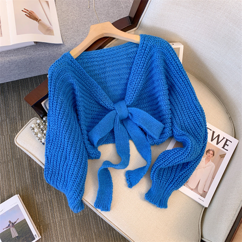 【tops】リボン長袖ニットセーターG23230