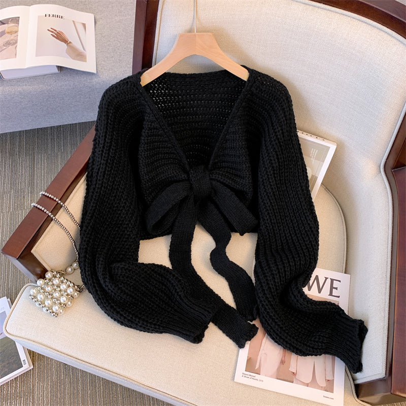 【tops】リボン長袖ニットセーターG23230