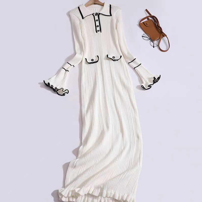 【dress】フレアスリーブニットワンピースG23231