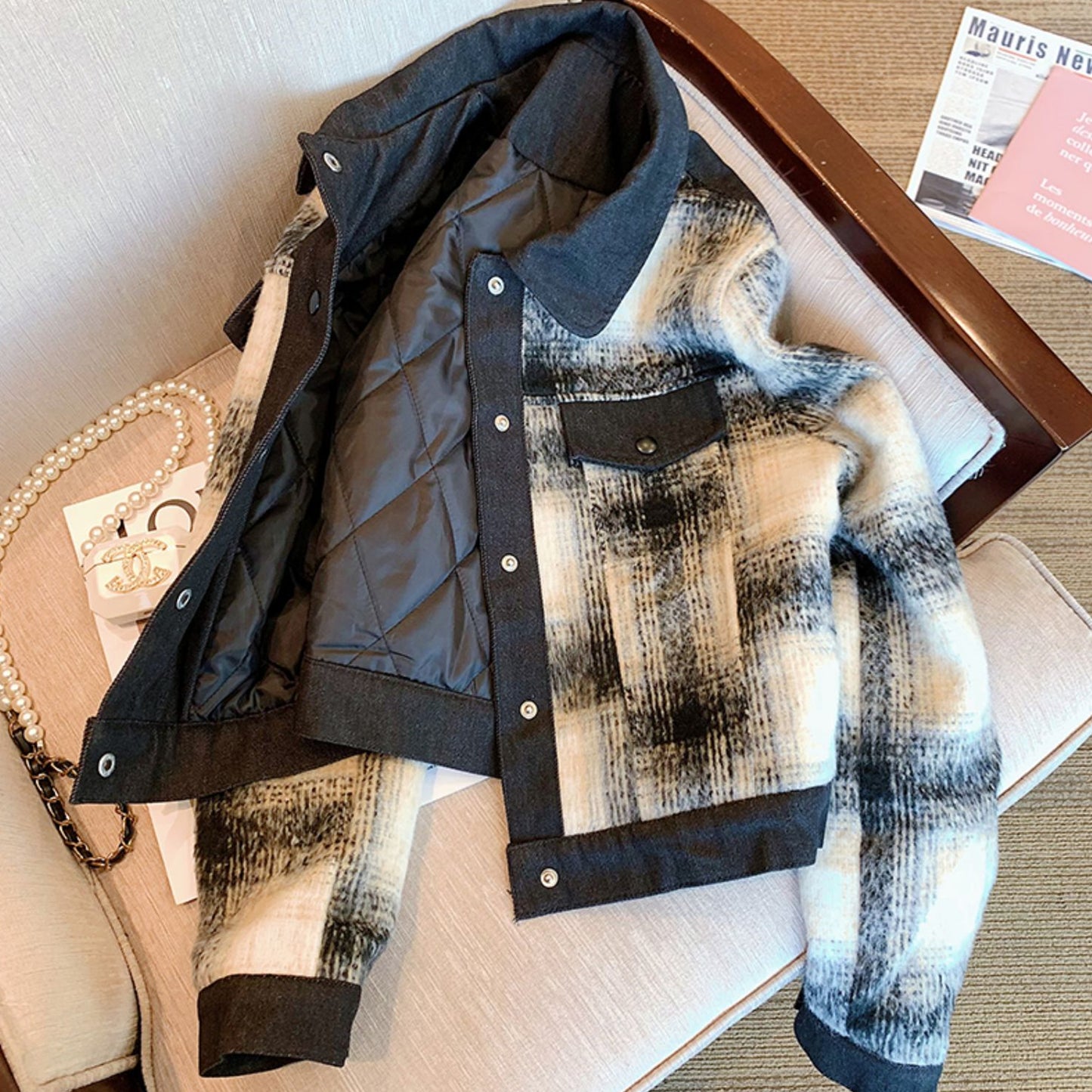 【outer】フランス風チェック柄ジャケットG23253